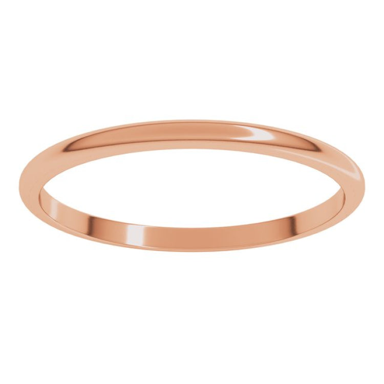 14K Rose Gold 1.5 mm Lightweight Half Round Band Size 6