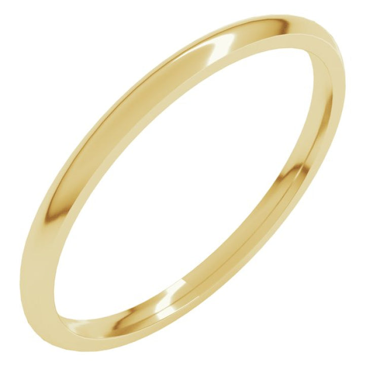 14K Yellow Gold 1.5 mm Lightweight Comfort-Fit Half Round Band Size 10