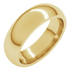 14K Yellow Gold 6 mm Comfort-Fit Half Round Band Size 8