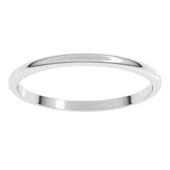 14K White Gold 1.5 mm Lightweight Half Round Band Size 8.5