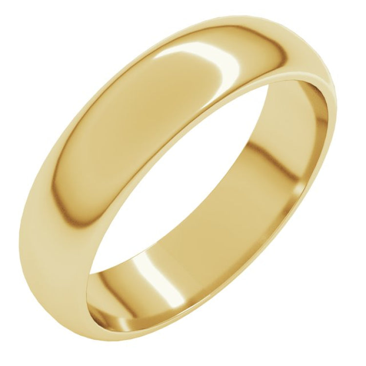 10K Yellow Gold 5 mm Half Round Band Size 11