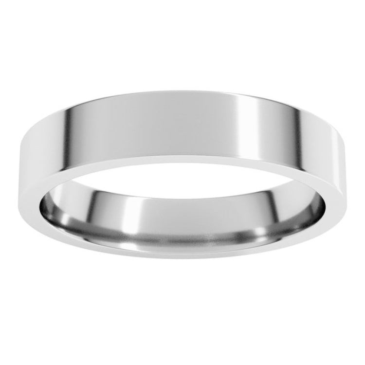 14K White Gold 4 mm Lightweight Comfort-Fit Flat Band Size 10