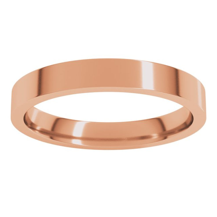 14K Rose Gold 3 mm Flat Comfort Fit Light Band Size 8
