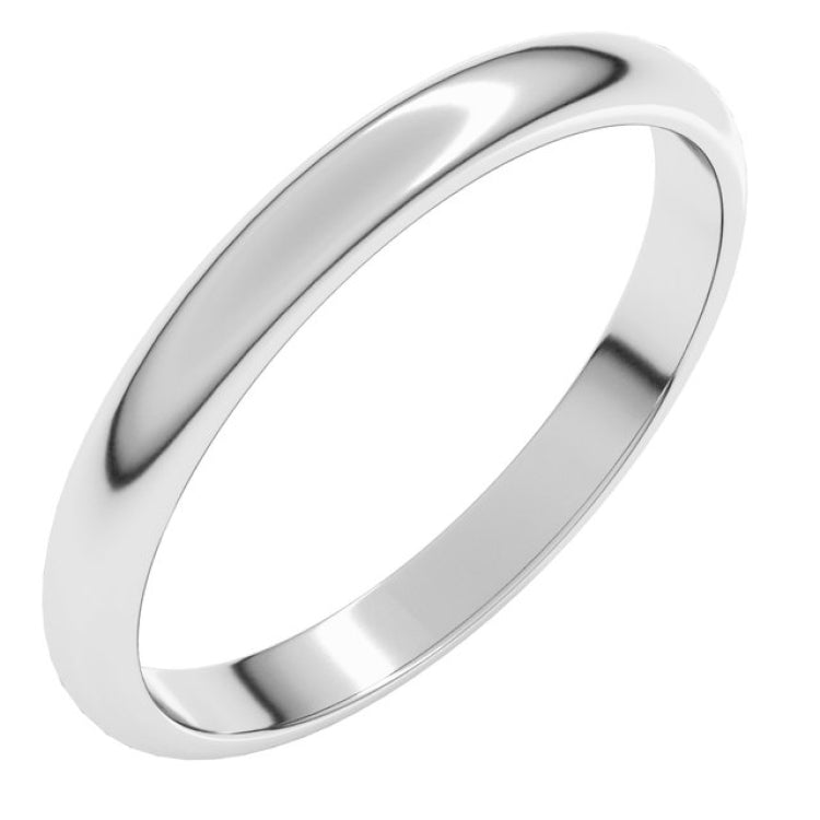10K White Gold 2.5 mm Half Round Band Size 9
