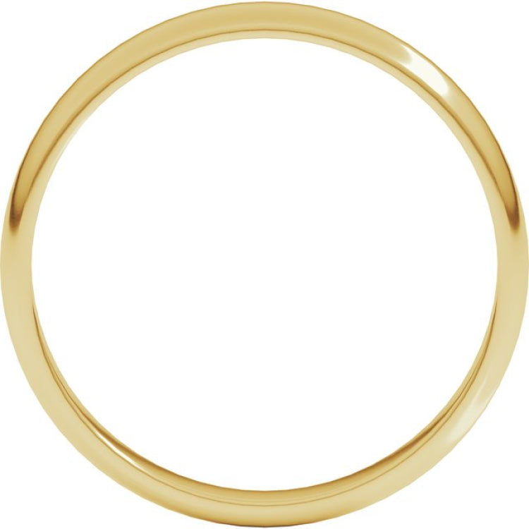14K Yellow Gold 3 mm Lightweight Half Round Band Size 6