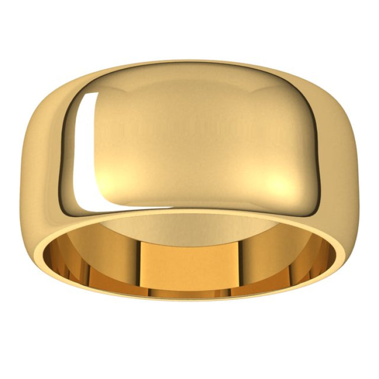 14K Yellow Gold 9 mm Half Round Band Size 7.5