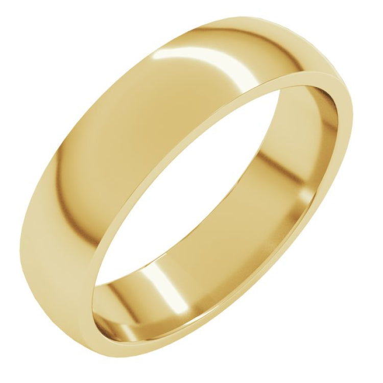 14K Yellow Gold 5 mm Lightweight Comfort-Fit Half Round Band Size 8.5