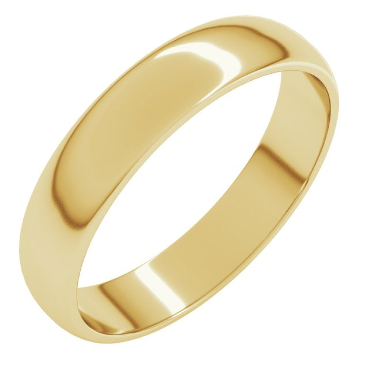 14K Yellow Gold 4 mm Lightweight Half Round Band Size 10.5