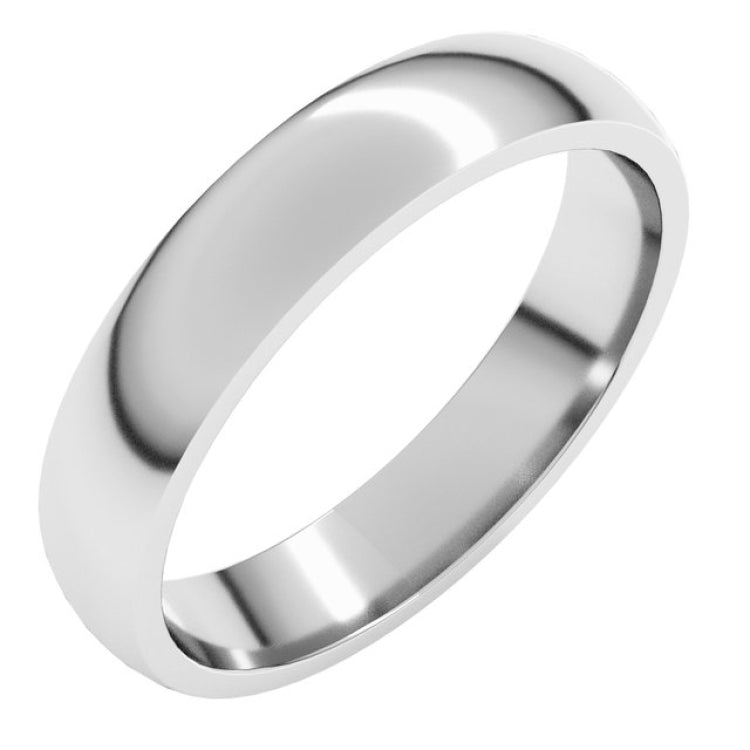 10K White Gold 4 mm Lightweight Comfort-Fit Half Round Band Size 10