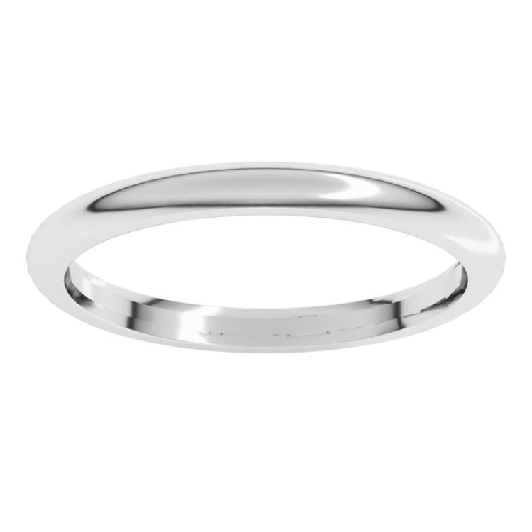 18K White Gold 2 mm Comfort-Fit Half Round Band Size 5