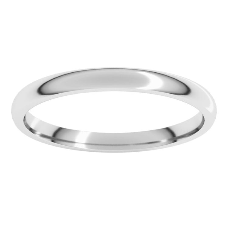 10K White Gold 2 mm Lightweight Comfort-Fit Half Round Band Size 7
