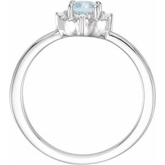 Sterling Silver Natural Sky Blue Topaz & .04 CTW Natural Diamond Halo-Style Ring