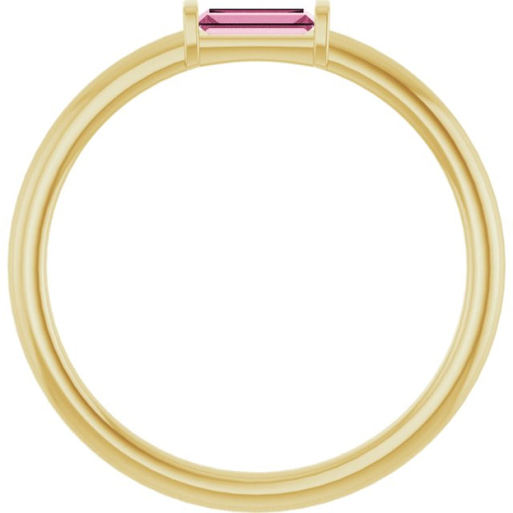 14K Yellow Gold Natural Pink Tourmaline Stackable Ring