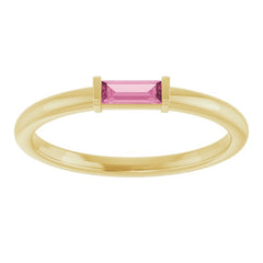 14K Yellow Gold Natural Pink Tourmaline Stackable Ring