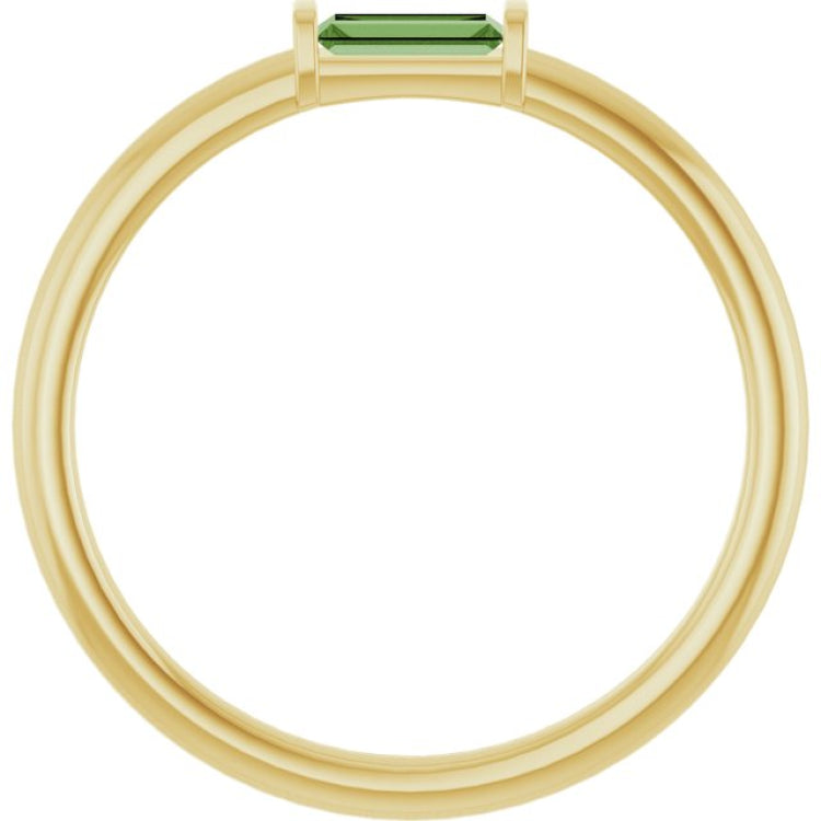 14K Yellow Gold Natural Green Tourmaline Stackable Ring