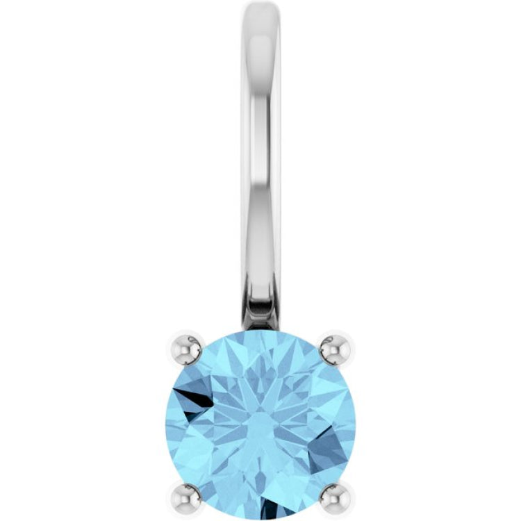 Sterling Silver Imitation Aquamarine Solitaire Charm/Pendant