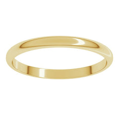 10K Yellow Gold 2 mm Lightweight Half Round Band Size 2.5