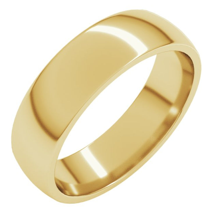 10K Yellow Gold 5.5 mm Lightweight Comfort-Fit Half Round Band Size 9