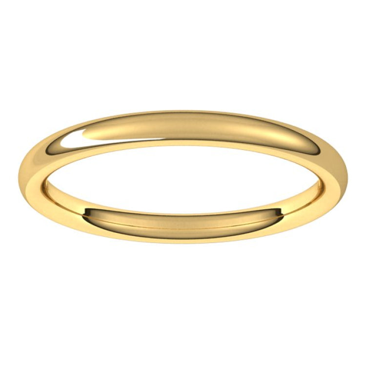 14K Yellow Gold 2 mm Comfort-Fit European-Style Band Size 8