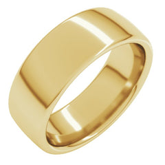 14K Yellow Gold 7 mm Comfort-Fit European-Style Band Size 9