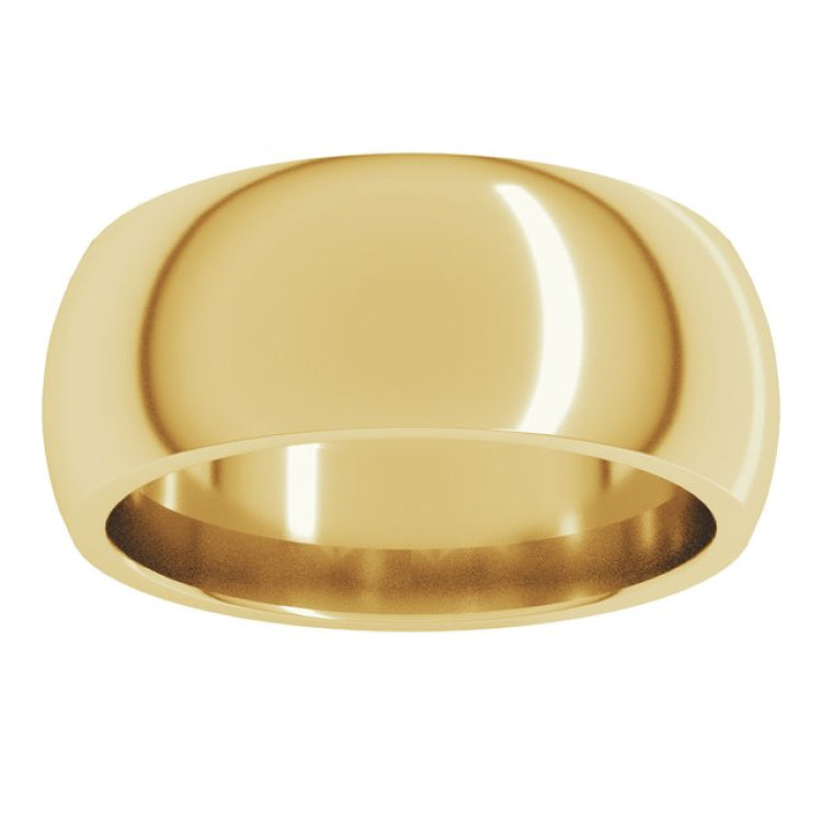 14K Yellow Gold 8 mm Comfort-Fit Half Round Band Size 9