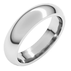 14K White Gold 5 mm Comfort-Fit Half Round Band Size 9.5