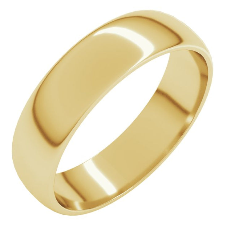 14K Yellow Gold 5 mm Lightweight Half Round Band Size 8