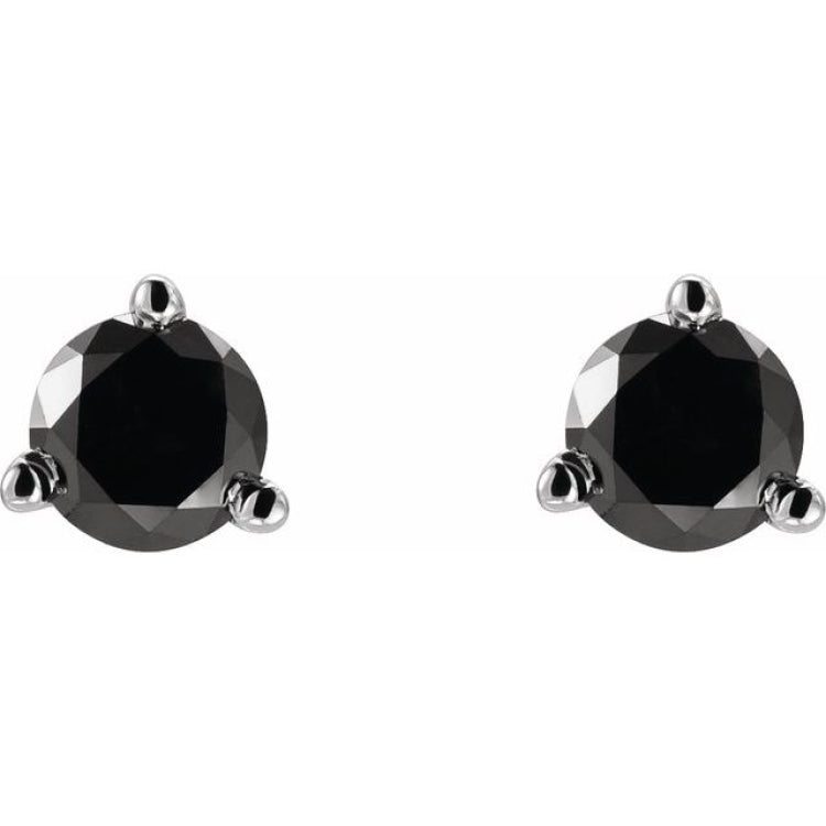 14K White Gold 1 1/8 CTW Natural Black Diamond Earrings