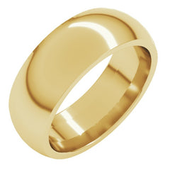 14K Yellow Gold 7 mm Comfort-Fit Half Round Band Size 7.5