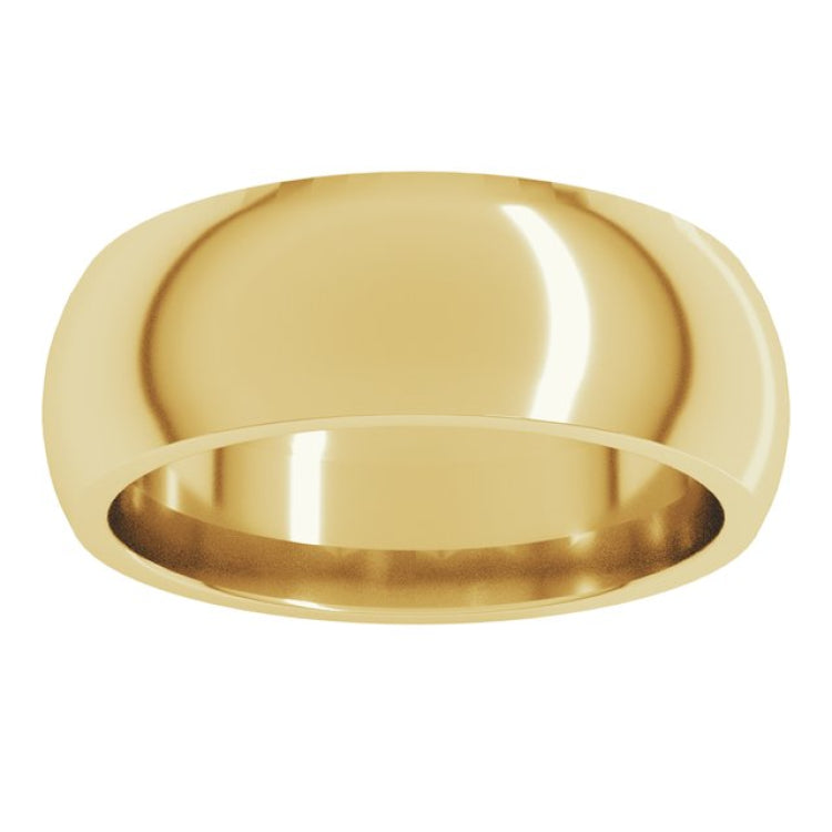 10K Yellow Gold 7 mm Comfort-Fit Half Round Band Size 7