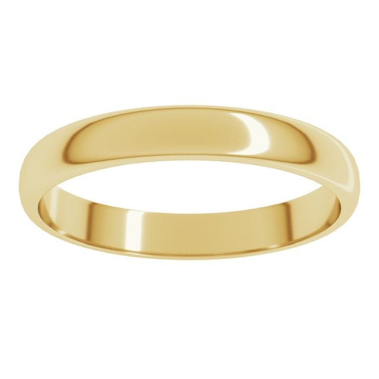 10K Yellow Gold 3 mm Lightweight Half Round Band Size 4.5