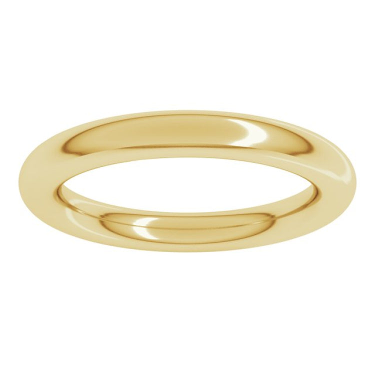 14K Yellow Gold 3 mm Comfort-Fit Full Round Band Size 6.5