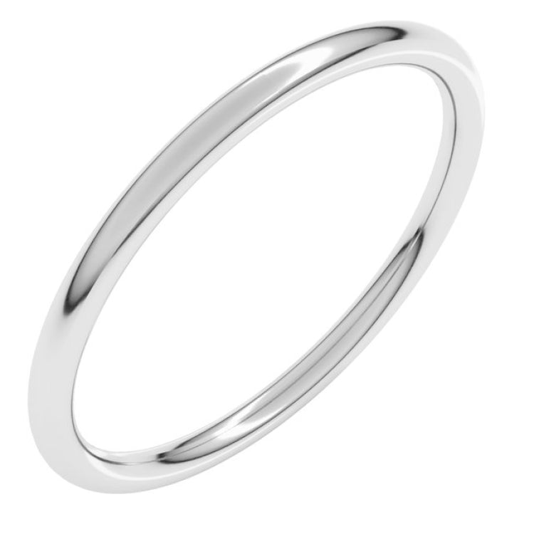 14K White Gold 1.5 mm Comfort-Fit Full Round Band Size 6