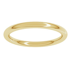 18K Yellow Gold 2 mm Comfort-Fit Full Round Band Size 9