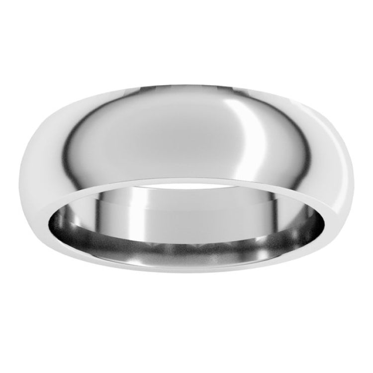 14K White Gold 6 mm Comfort-Fit Half Round Band Size 13.5