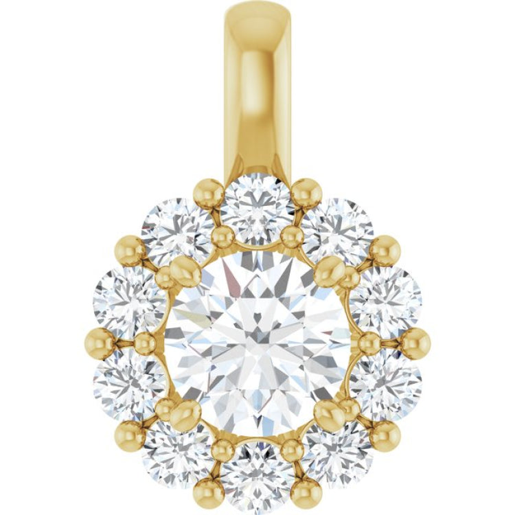 14K Yellow Gold 1 CTW Lab-Grown Diamond Halo-Style Pendant