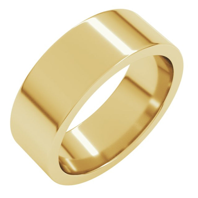 14K Yellow Gold 7 mm Comfort-Fit Flat Band Size 8.5