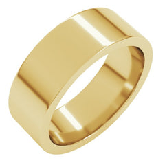 14K Yellow Gold 7 mm Comfort-Fit Flat Band Size 8.5