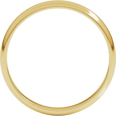 10K Yellow Gold 3 mm Lightweight Half Round Band Size 10