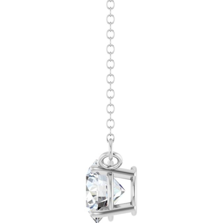 14K White Gold 3/4 CT Lab-Grown Diamond Solitaire 18" Necklace