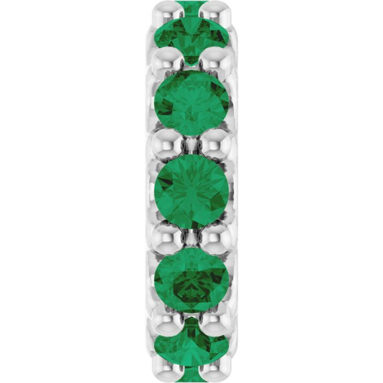 14K White Gold Natural Emerald Spacer Charm/Pendant