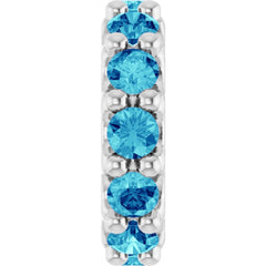 Sterling Silver Natural Blue Zircon Spacer Charm/Pendant