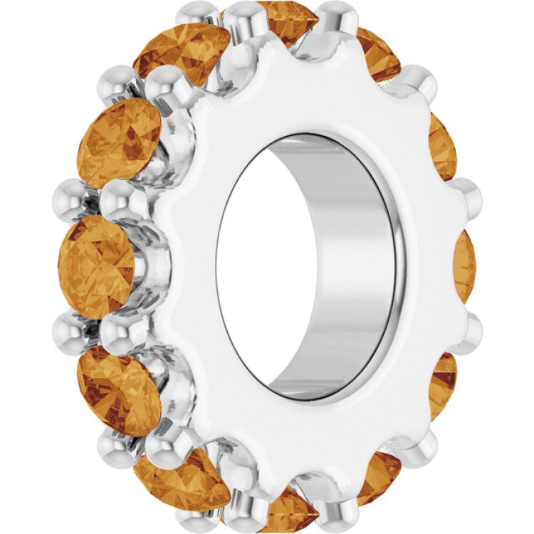 Sterling Silver Natural Citrine Spacer Charm/Pendant