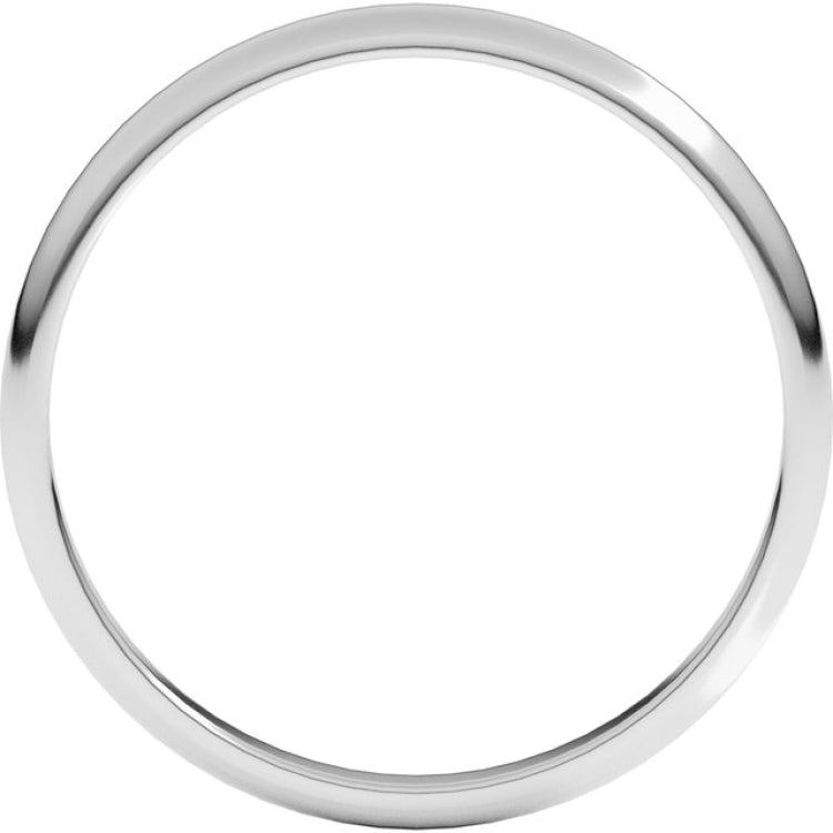 14K White Gold 2 mm Lightweight Half Round Band Size 4.5