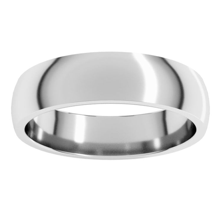 14K White Gold 5 mm Lightweight Comfort-Fit Half Round Band Size 6.5