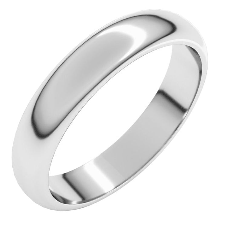 14K White Gold 4 mm Half Round Band Size 12.5