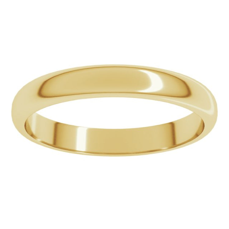 18K Yellow Gold 3 mm Half Round Band Size 8.5