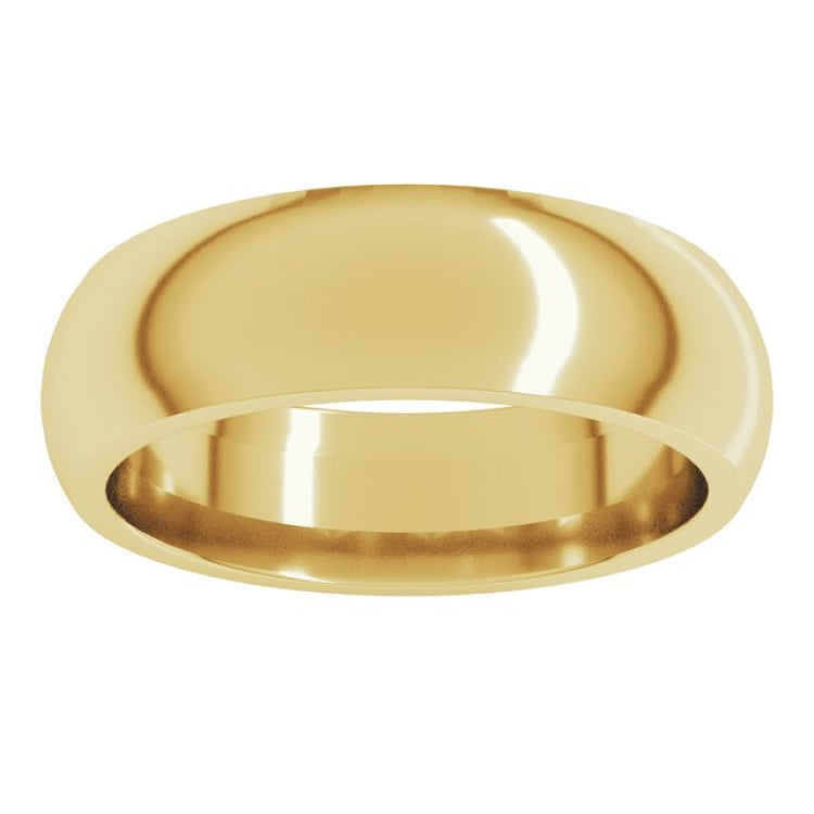 14K Yellow Gold 6 mm Comfort-Fit Half Round Band Size 12.5