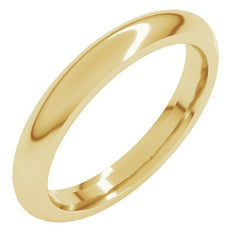 14K Yellow Gold 3 mm Comfort-Fit Half Round Band Size 6.5