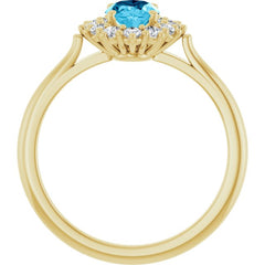 14K Yellow Gold Natural Aquqmarine  & 1/3 CTW Lab-Grown Diamond Ring
